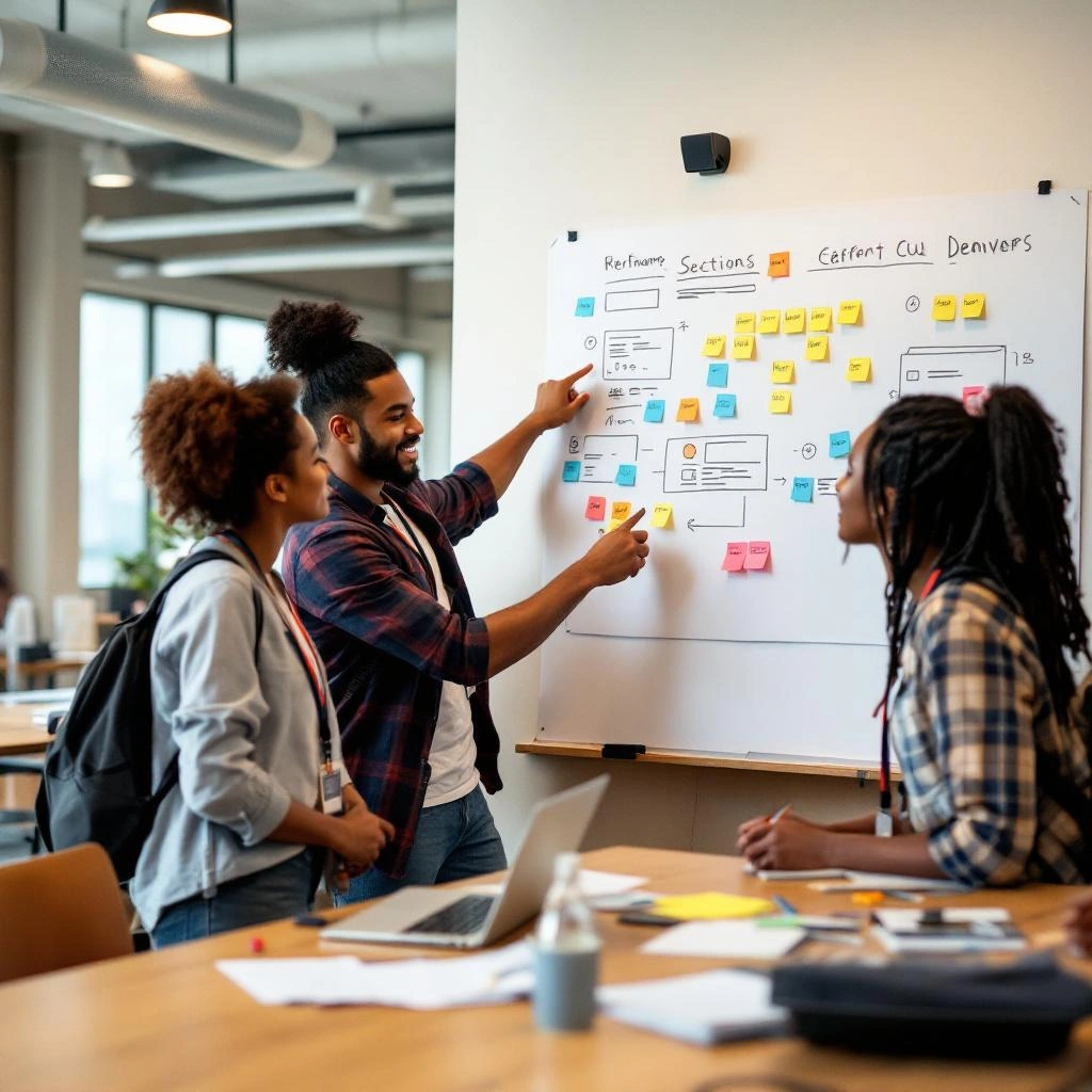Team planning the business funding website architecture